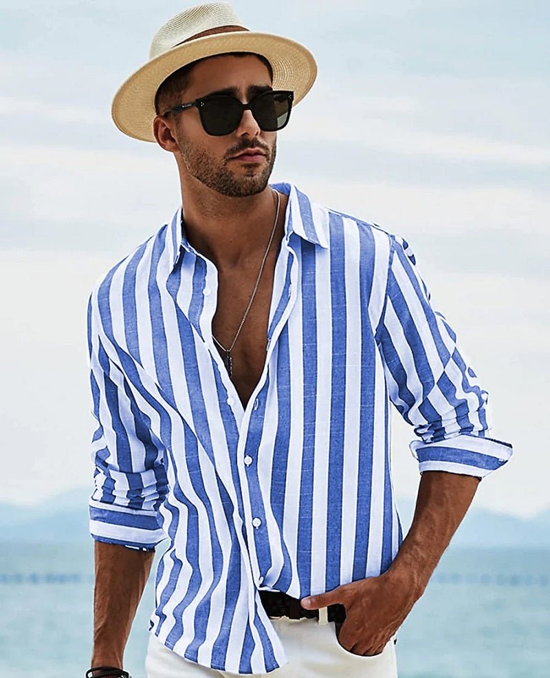 Evan Men's Dress Shirt | Premium Cotton, Elegant Stripes 1