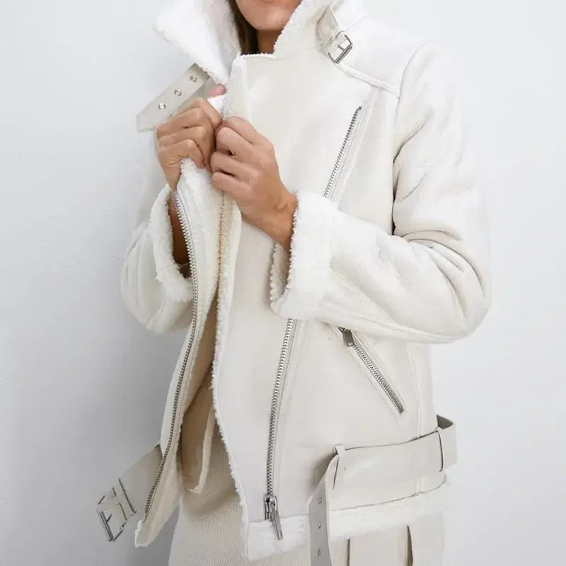 Evelyn Women's Winter Jacket | Warm Shearling Lining, Faux Leather