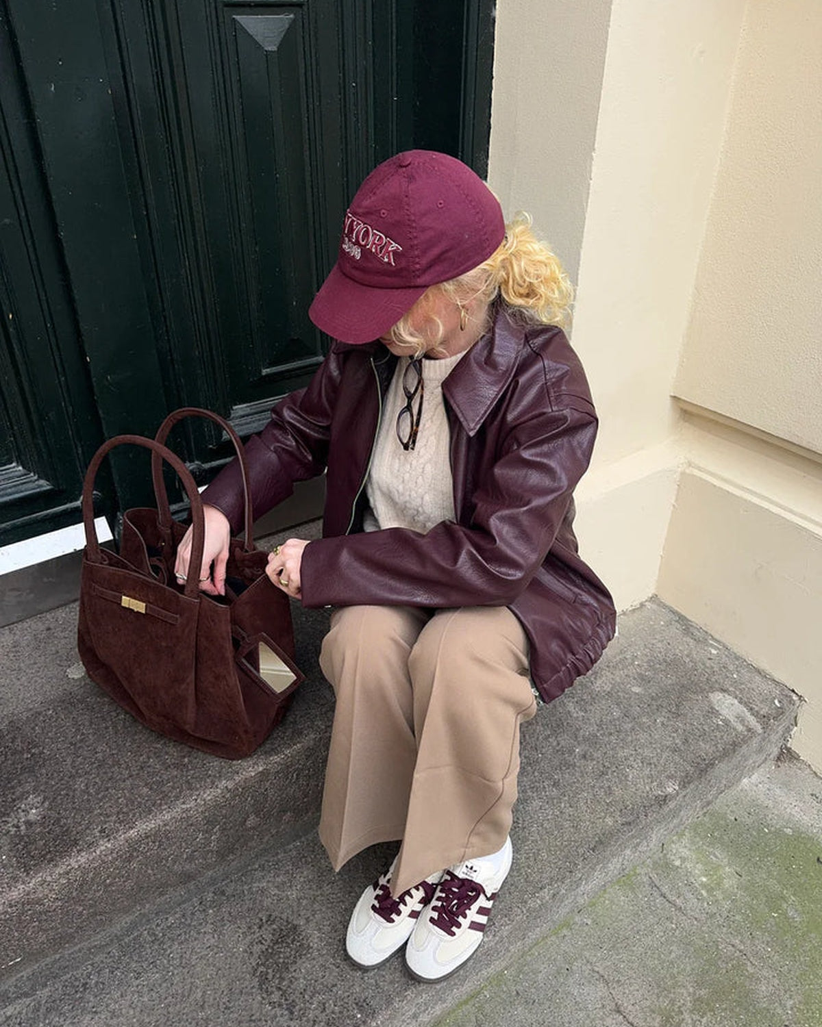 Evelyn Ladies Jacket Winter | Soft PU Leather, Bordeaux Red