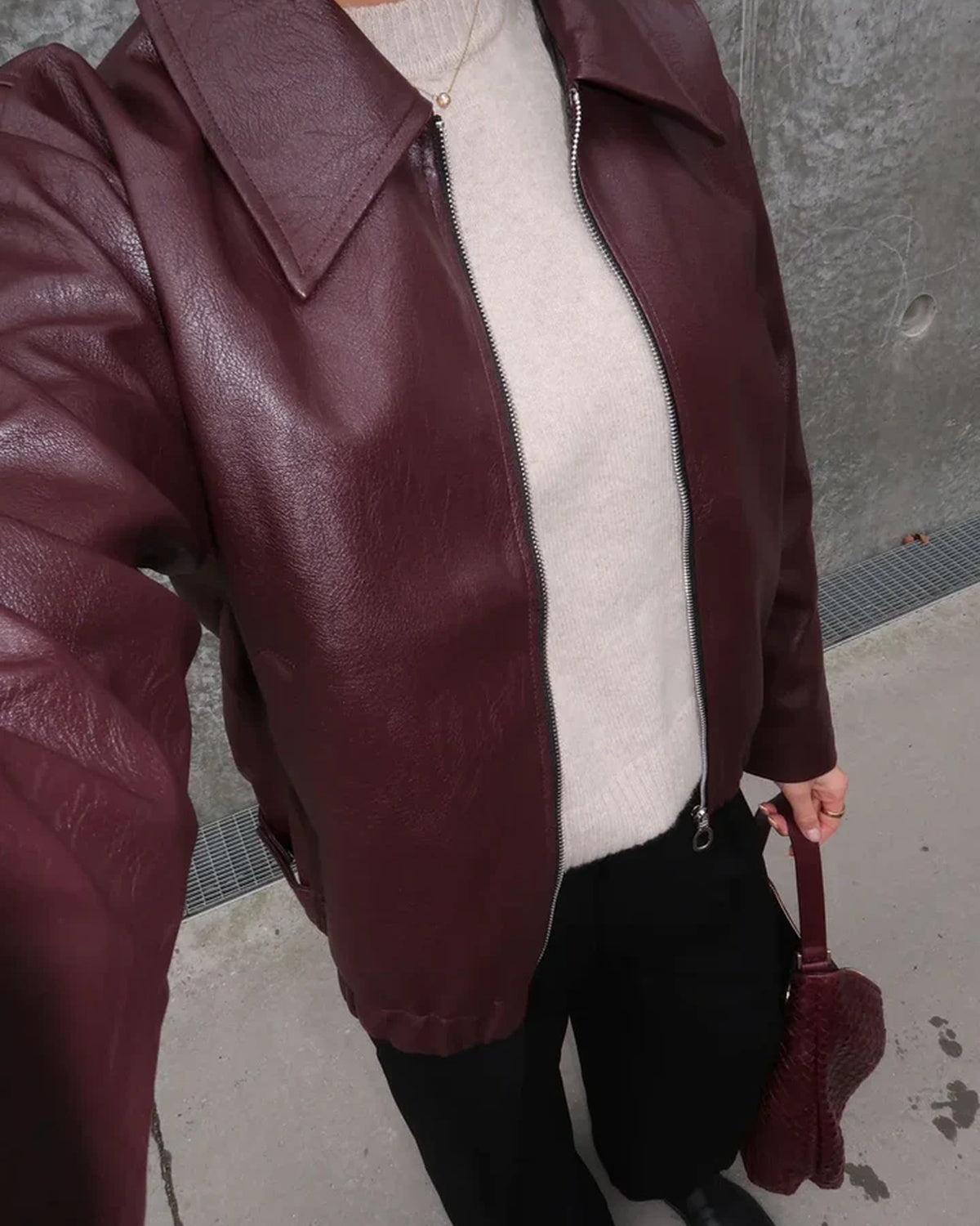 Evelyn Ladies Jacket Winter | Soft PU Leather, Bordeaux Red