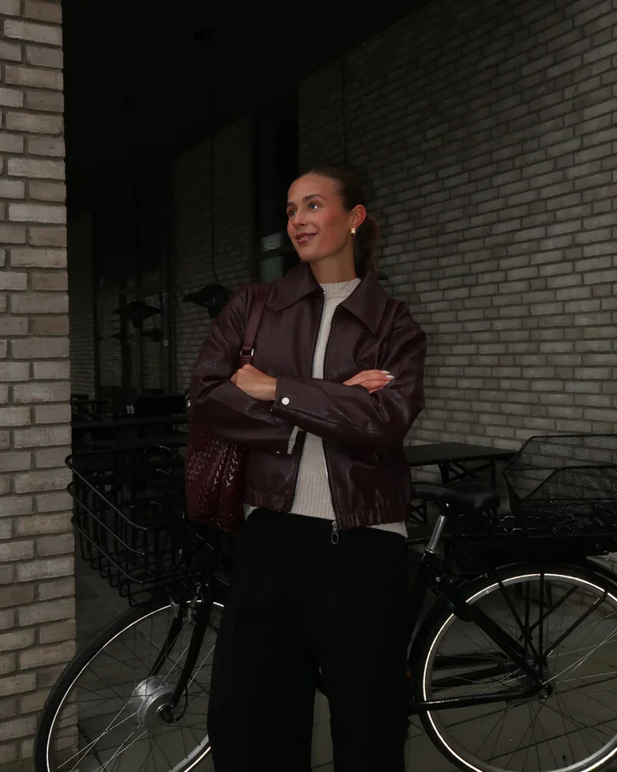 Evelyn Ladies Jacket Winter | Soft PU Leather, Bordeaux Red