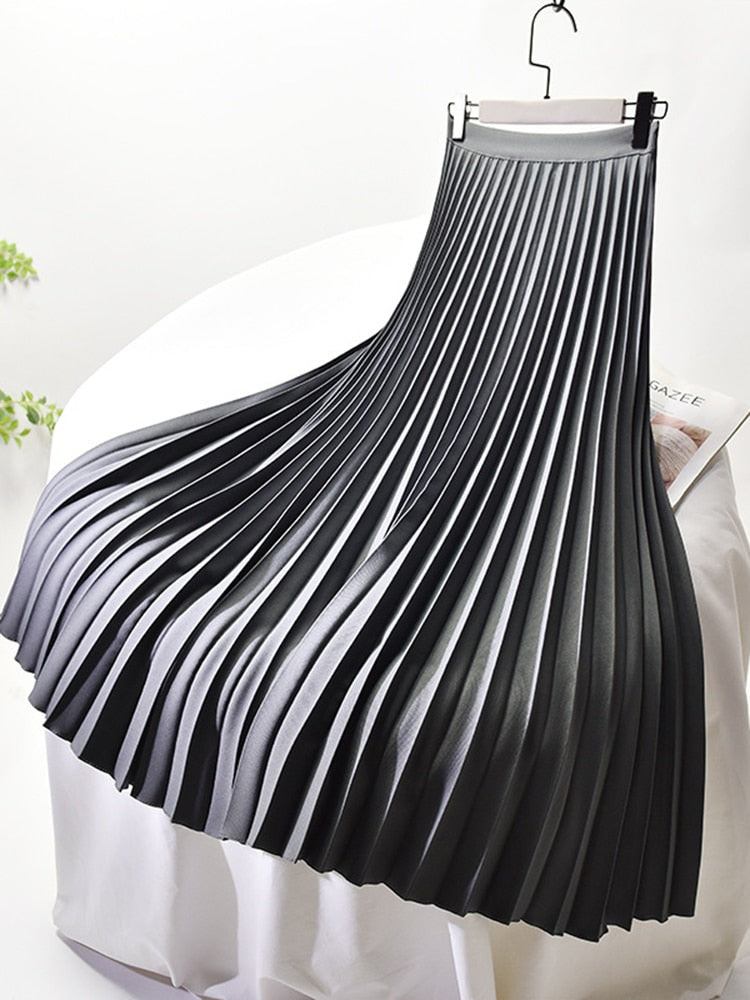 Evelyn Women's Black Pleated Midi Skirt | High Waist, Elegant Chic 4