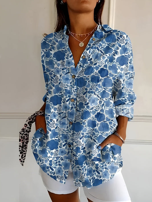 Evelyn Women's Floral Blouse | Airy Fit, Lightweight Summer Top 1