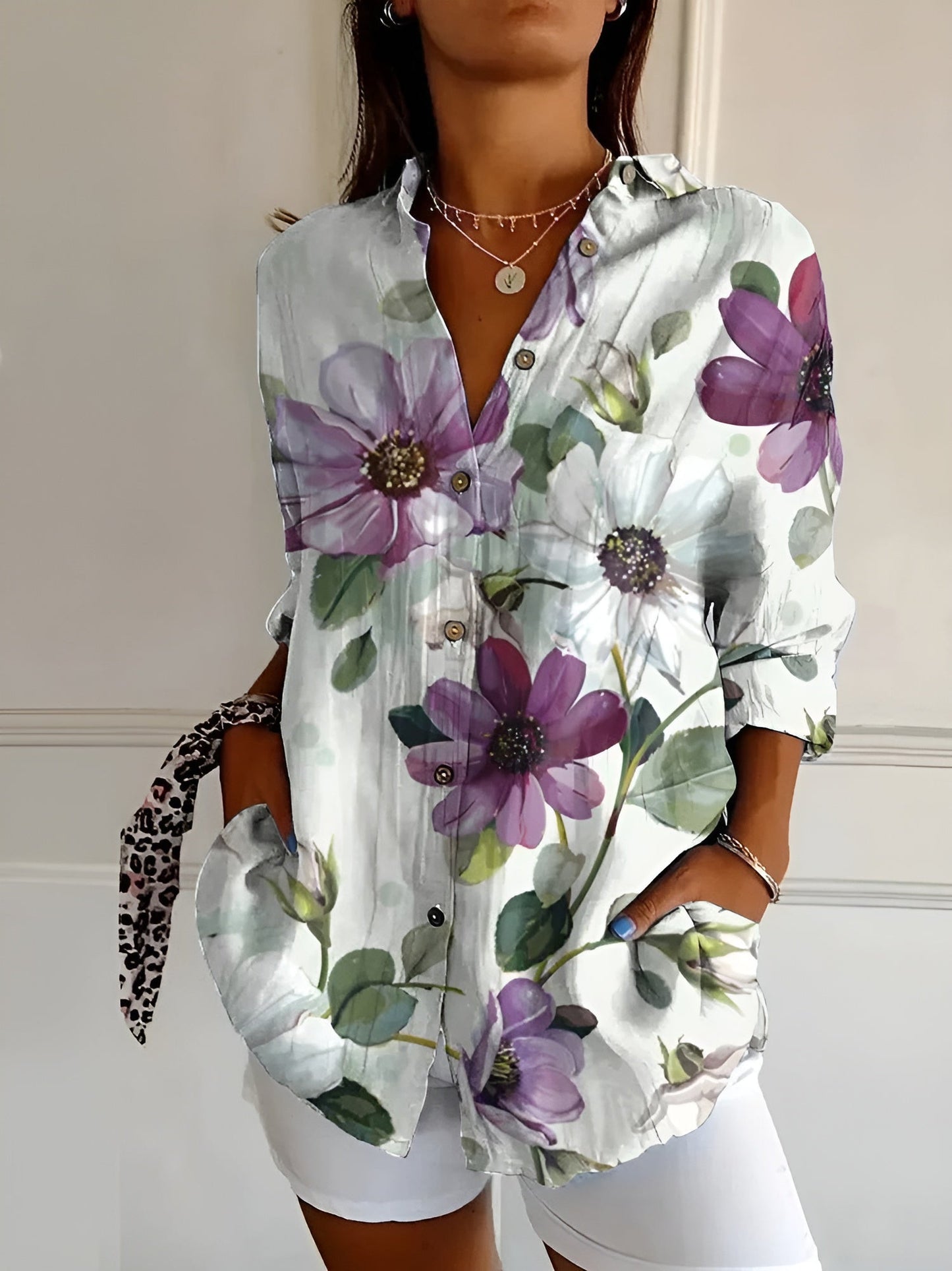 Evelyn Women's Floral Blouse | Airy Fit, Lightweight Summer Top 7