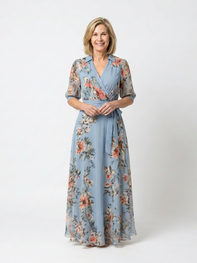 Evelyn Women's Maxi Dress | Floral Print, Wrap Style 0