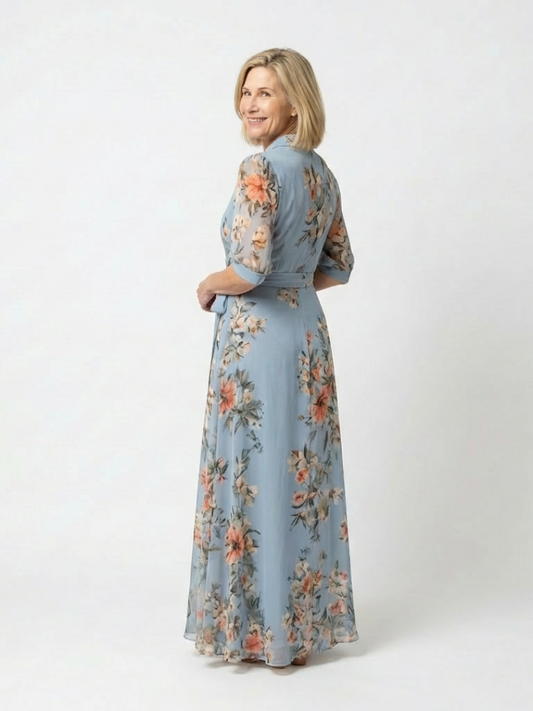 Evelyn Women's Maxi Dress | Floral Print, Wrap Style 1