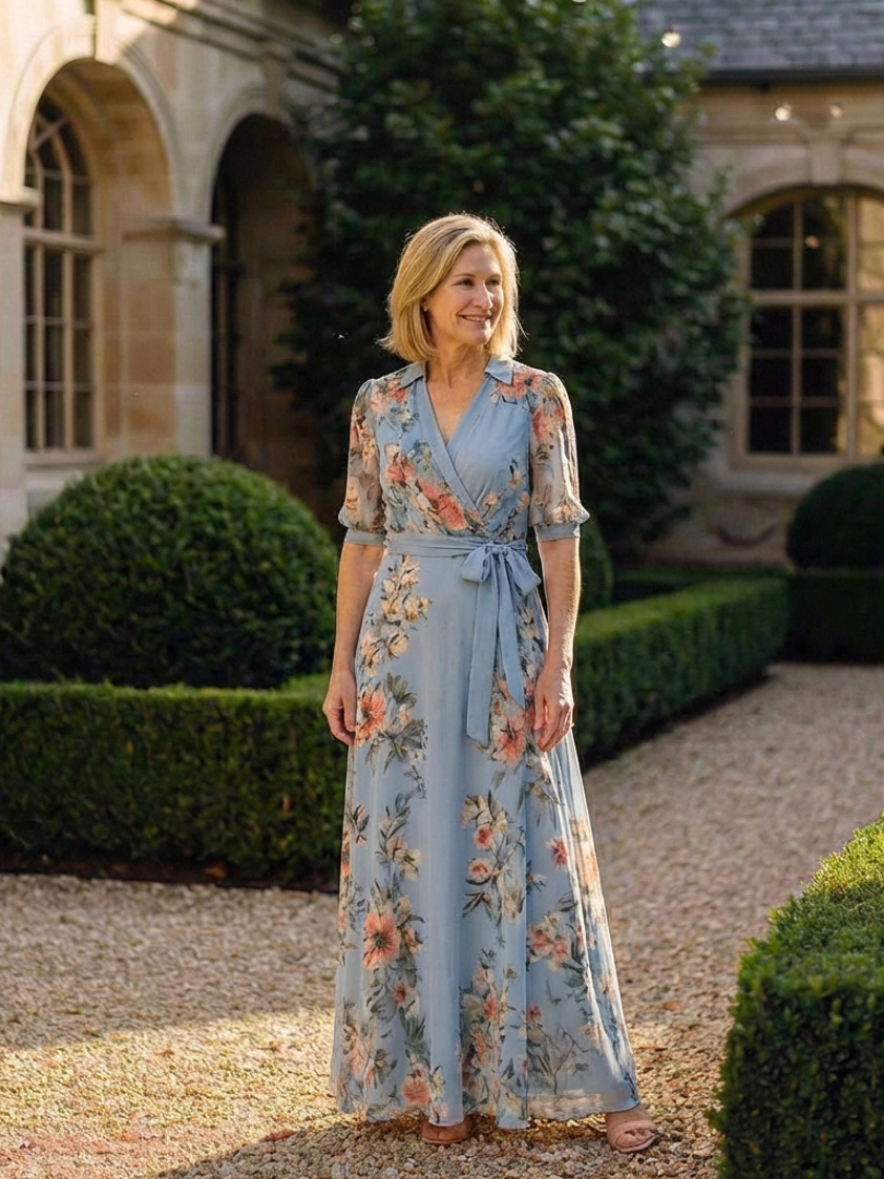 Evelyn Women's Maxi Dress | Floral Print, Wrap Style 4