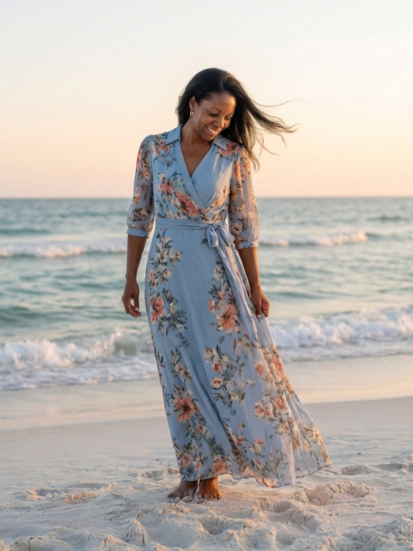 Evelyn Women's Maxi Dress | Floral Print, Wrap Style 5