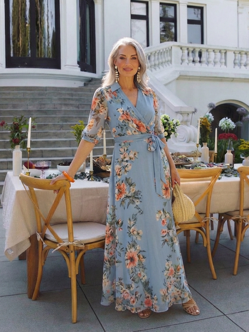 Evelyn Women's Maxi Dress | Floral Print, Wrap Style 6