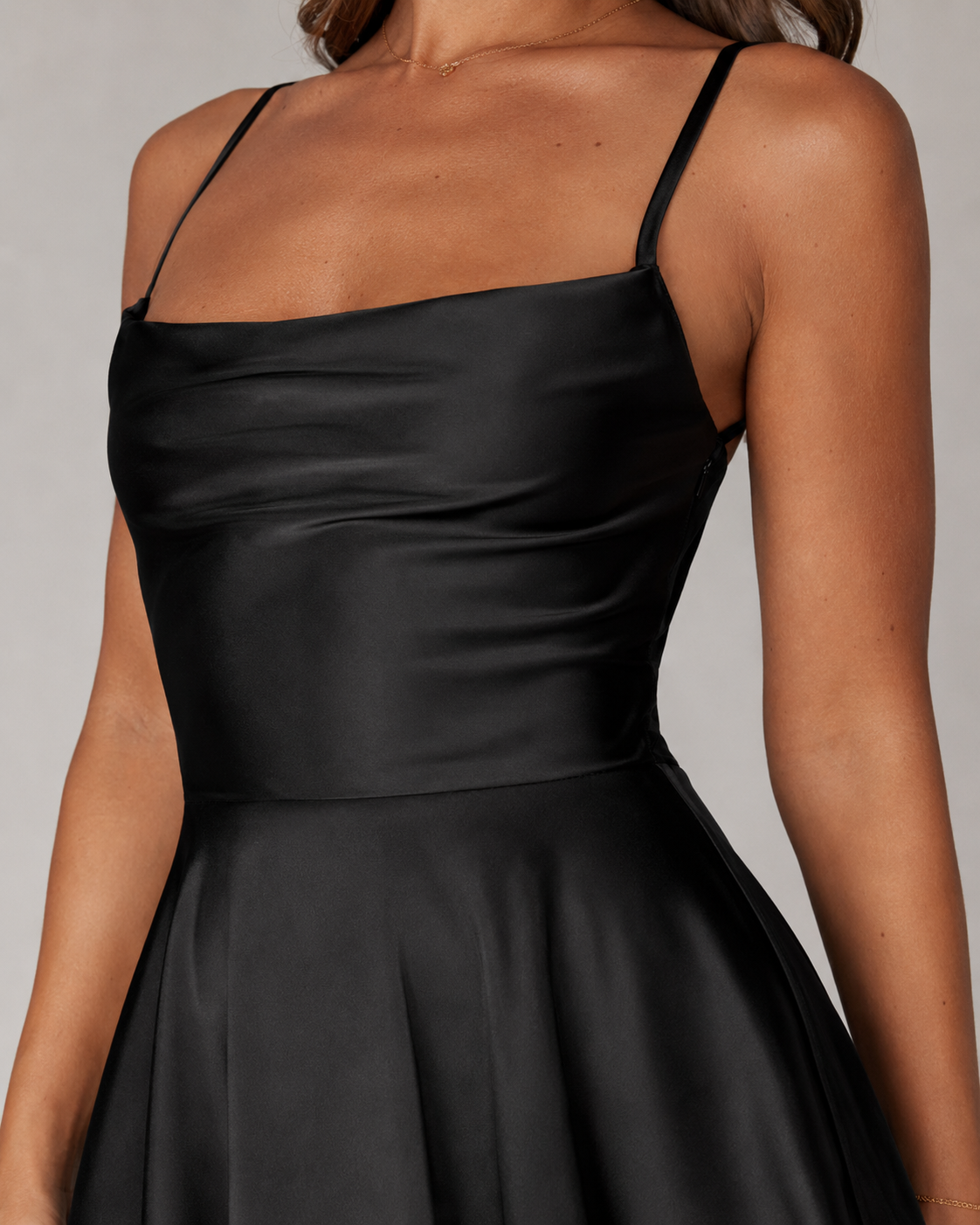 Felicity Women's Mini Dress | Shiny Polyester Blend, Waterfall Neck, Cocktail 5