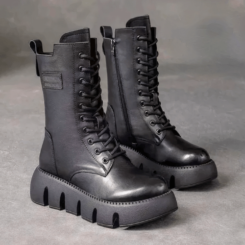 Fier Women's High Boots | Black Platform Sole, Stylish and Comfortable