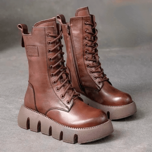 Fier Women's High Boots | Black Platform Sole, Stylish and Comfortable