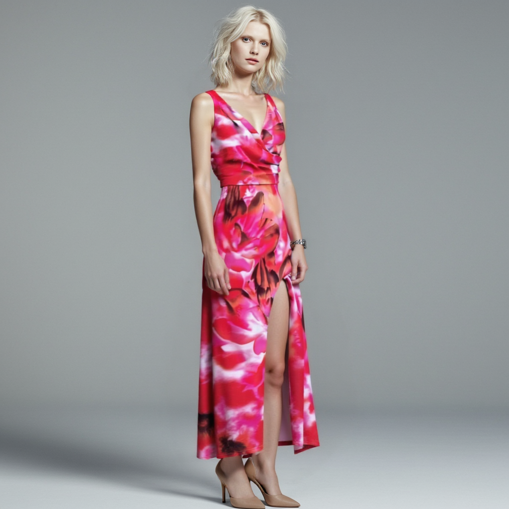 Fiona Women's Maxi Dress | Tropical Pattern, Lightweight Polyester 1