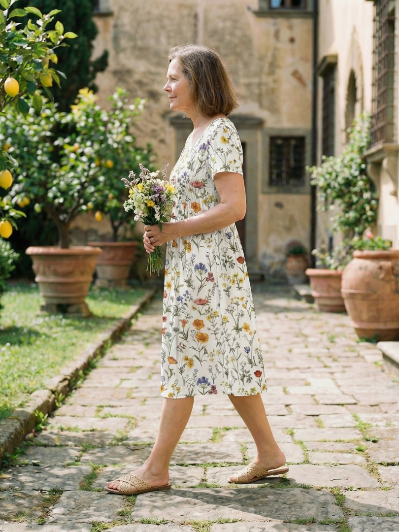 Fiona Women's Midi Dress | Lightweight Floral Print, Relaxed Fit 1