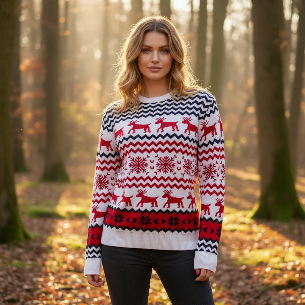 Flower Women's Christmas Sweater | Comfortable Fit, Playful Design, 100% Acrylic