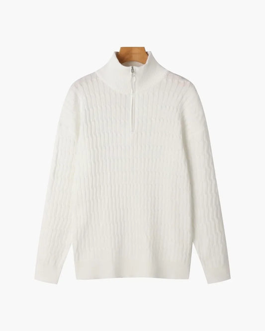 Galen Men's Half-Zip Sweater | Soft Cotton Cable Knit, Stand Collar 0