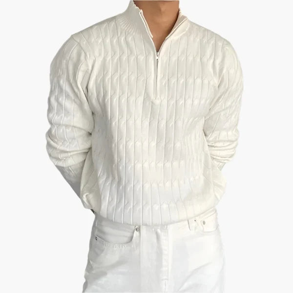 Galen Men's Half-Zip Sweater | Soft Cotton Cable Knit, Stand Collar 2