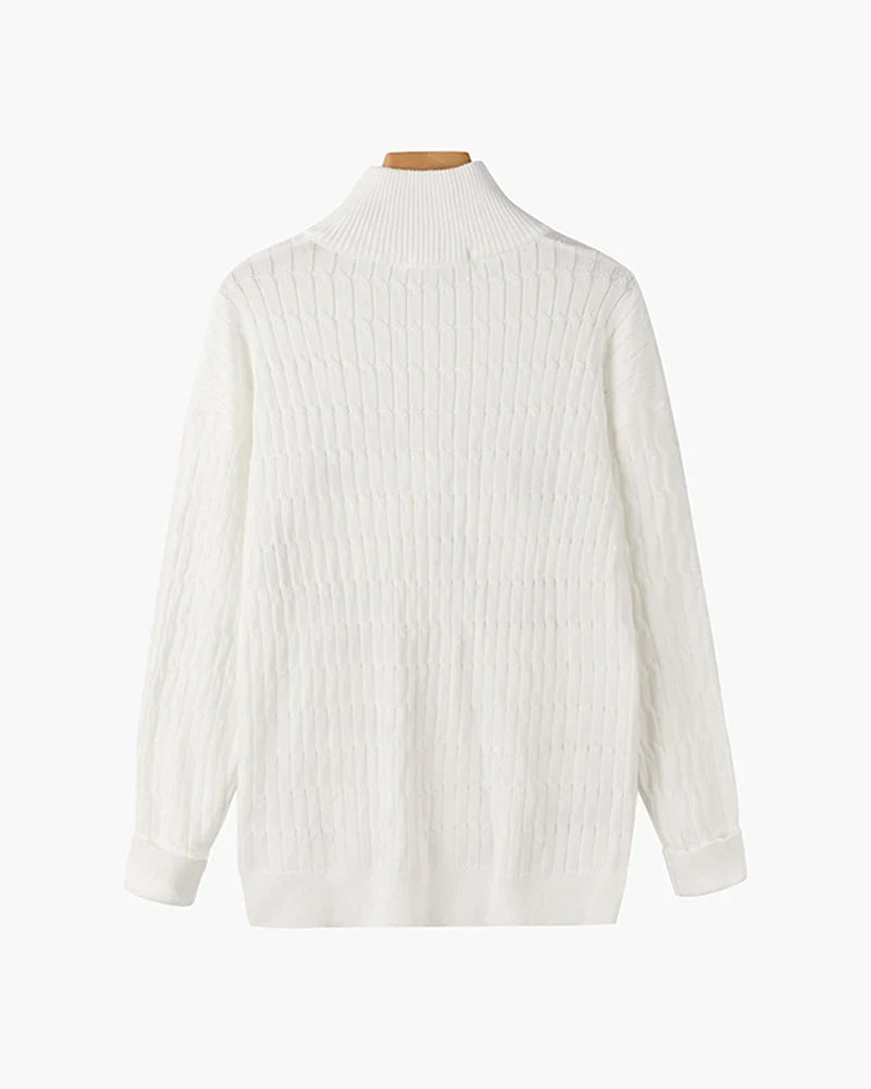 Galen Men's Half-Zip Sweater | Soft Cotton Cable Knit, Stand Collar 3