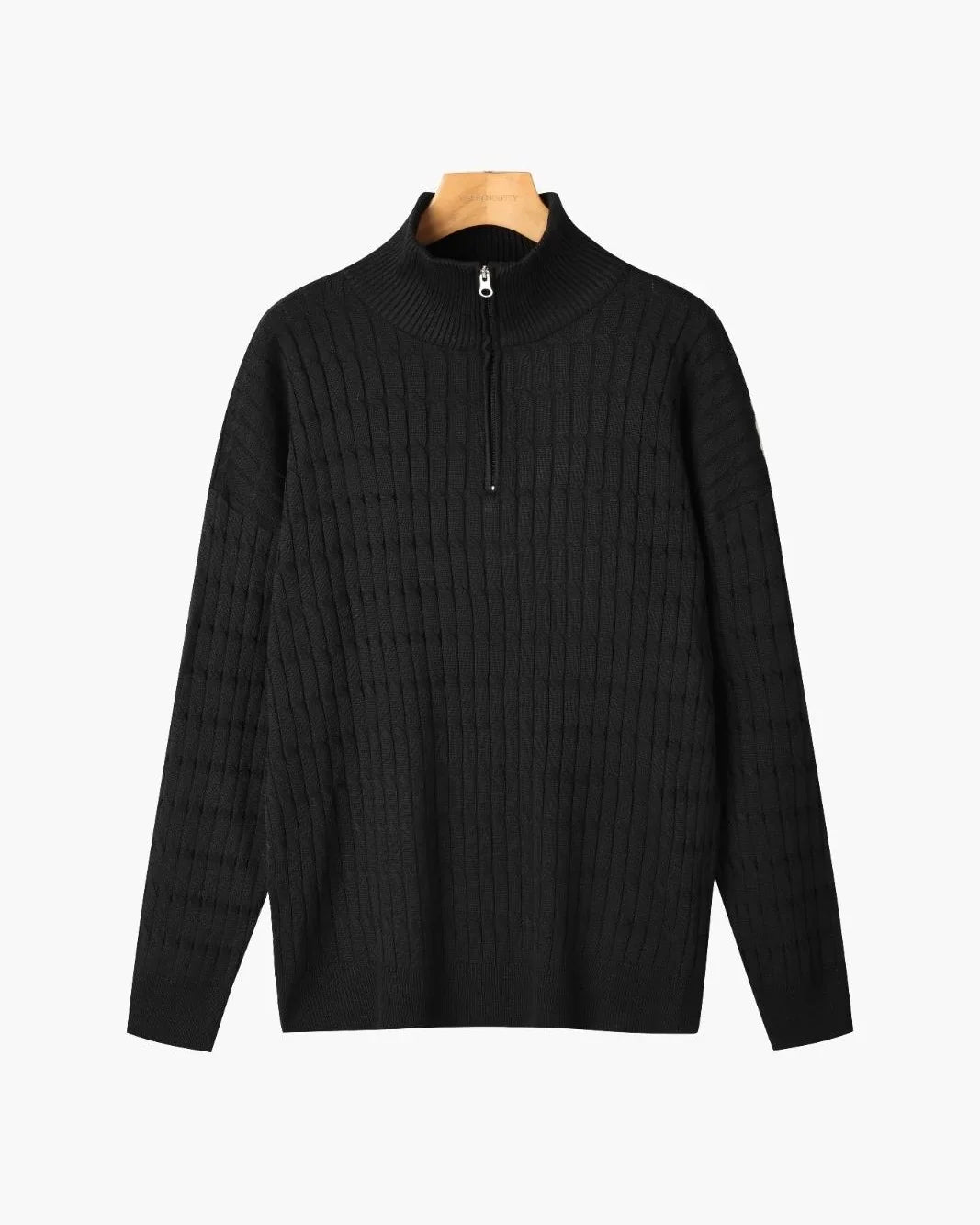 Galen Men's Half-Zip Sweater | Soft Cotton Cable Knit, Stand Collar 8