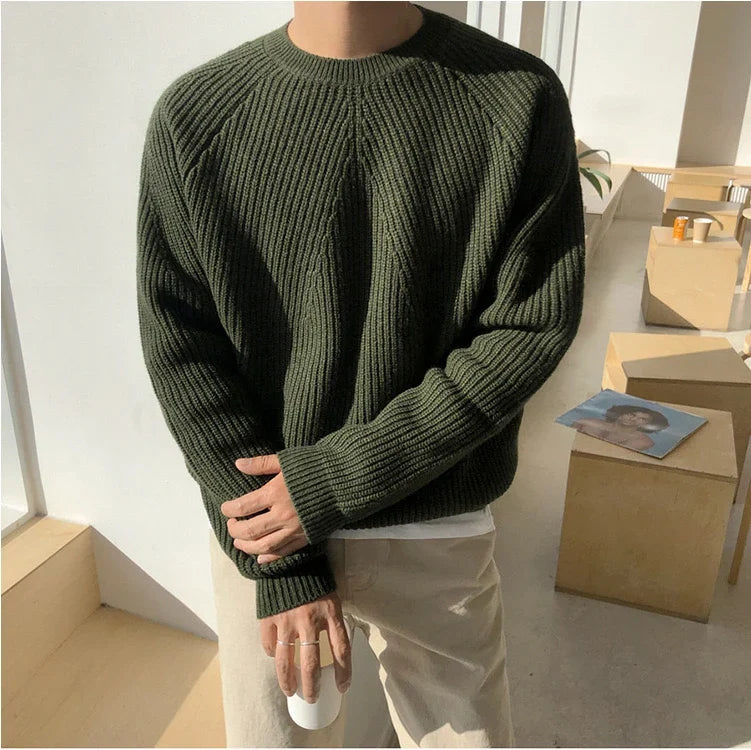 Galen Men's Sweater | Chunky Rib Knit, Relaxed Fit, Raglan Sleeves 2