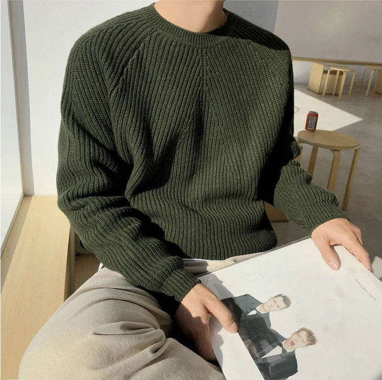 Galen Men's Sweater | Chunky Rib Knit, Relaxed Fit, Raglan Sleeves 6