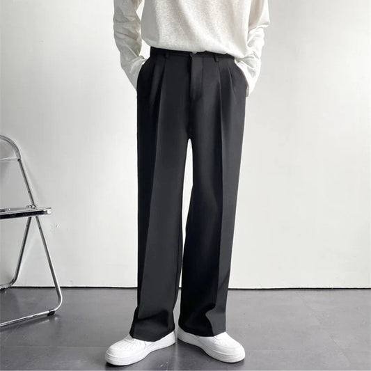 Gavin Men's Wide Leg Trousers | Pleated Detail, Belt Loops 0