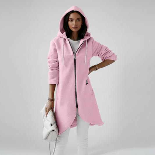 Women's Jacket with Hood & Zipper – Warm & Casual