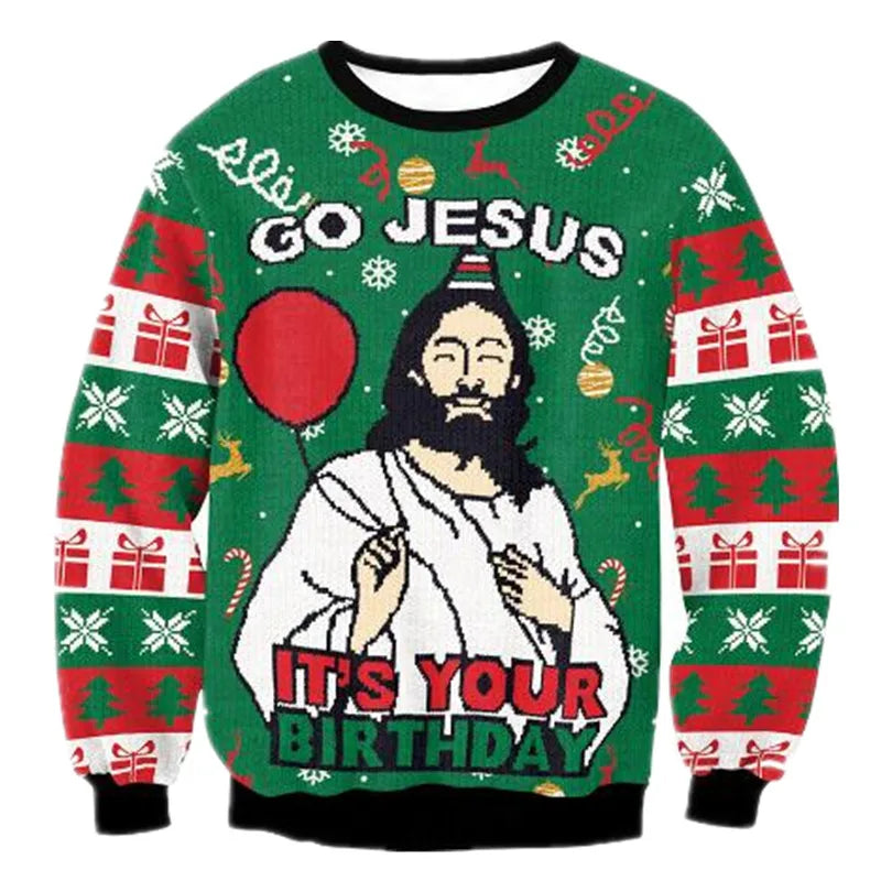Gero Men's Sweater | Warm Knitted with Christmas Print, Comfortable