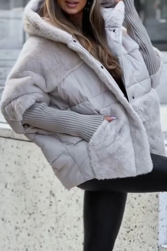 Padded Long Winter Jacket for Women with Hood and Multicolored Design for Warmth and Comfort