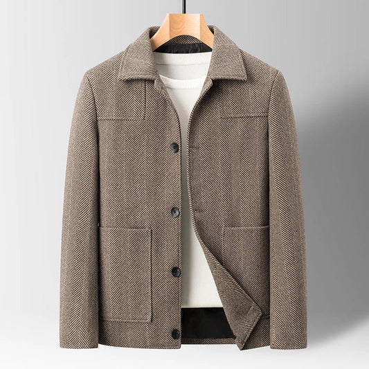 Harlan Men's Wool-Look Jacket | Herringbone Fabric, Tailored Fit 0