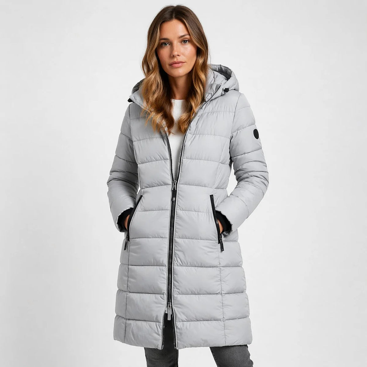 Harlan Women's Hooded Puffer Coat | Quilted Panels, Zip Front 1