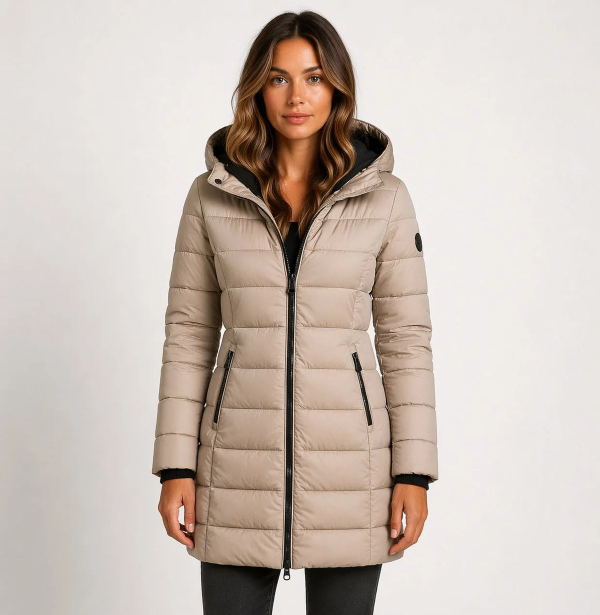Harlan Women's Hooded Puffer Coat | Quilted Panels, Zip Front 2