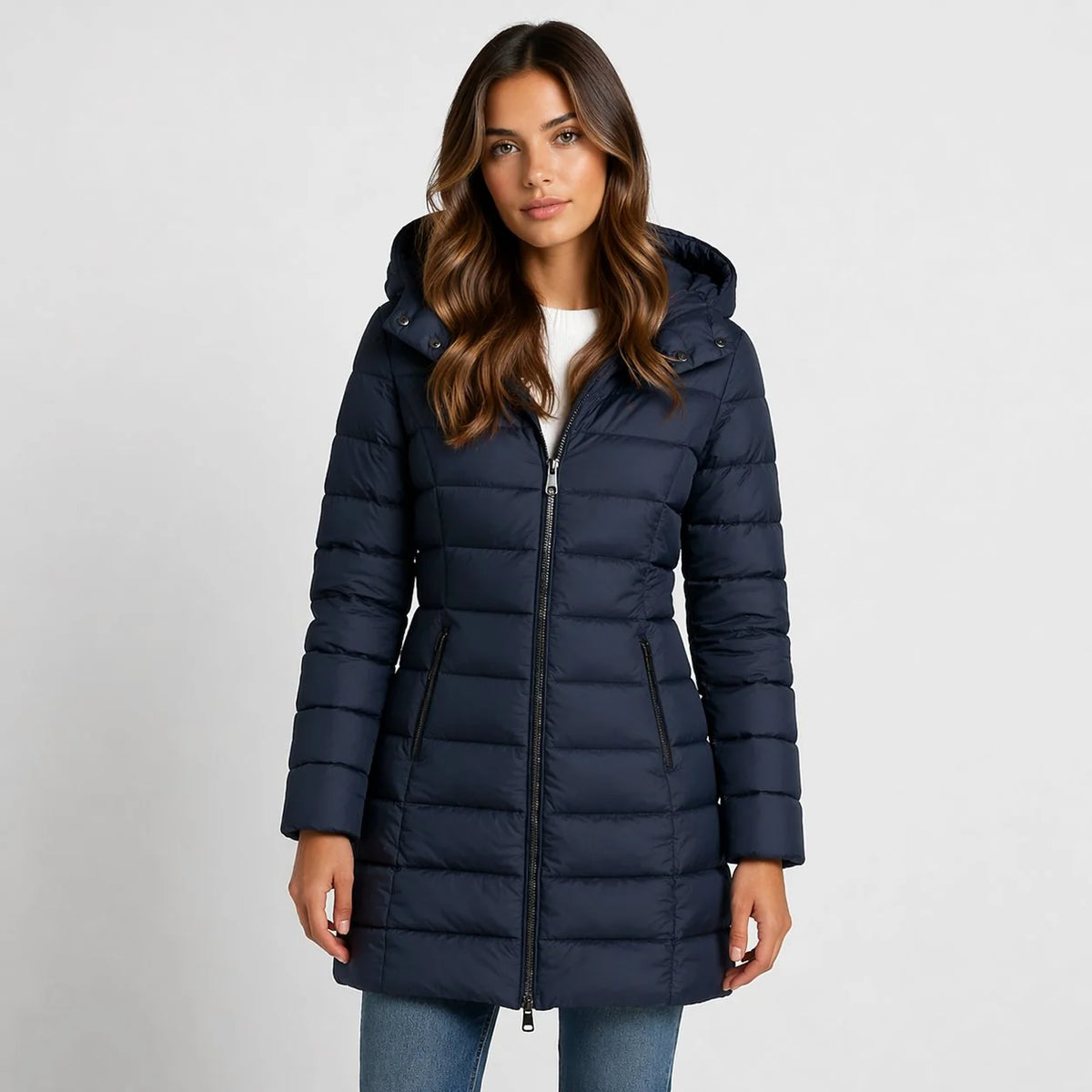 Harlan Women's Hooded Puffer Coat | Quilted Panels, Zip Front 3