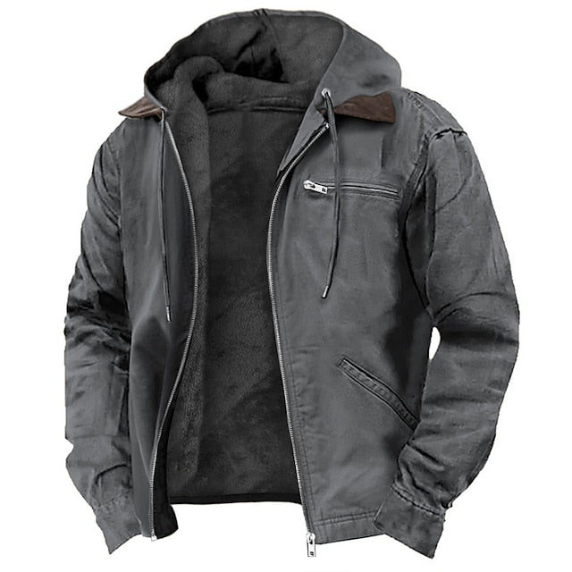 Haven Men's Jacket | Vintage Fleece Coat with Hood, Cozy Warmth 4