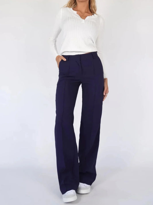 Haven Women's Wide Leg Trousers | High Waist, Front Seam Detail 1