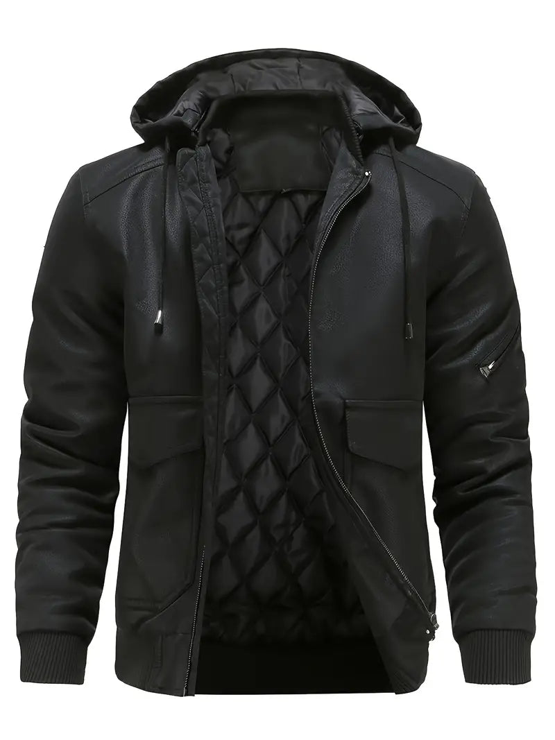 Hector Men's Winter Jacket | Windproof PU, Hooded Design 0