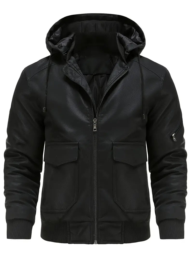 Hector Men's Winter Jacket | Windproof PU, Hooded Design 1