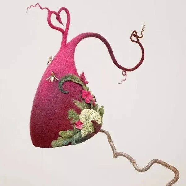 Helia Adult Witch Hat | Merino Wool Felt and Silk Chiffon, Classic Pointed Design 2