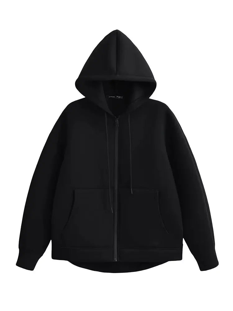Holly Ladies Winter Jacket | Gray Long Zipper with Hood, Comfortable and Stylish