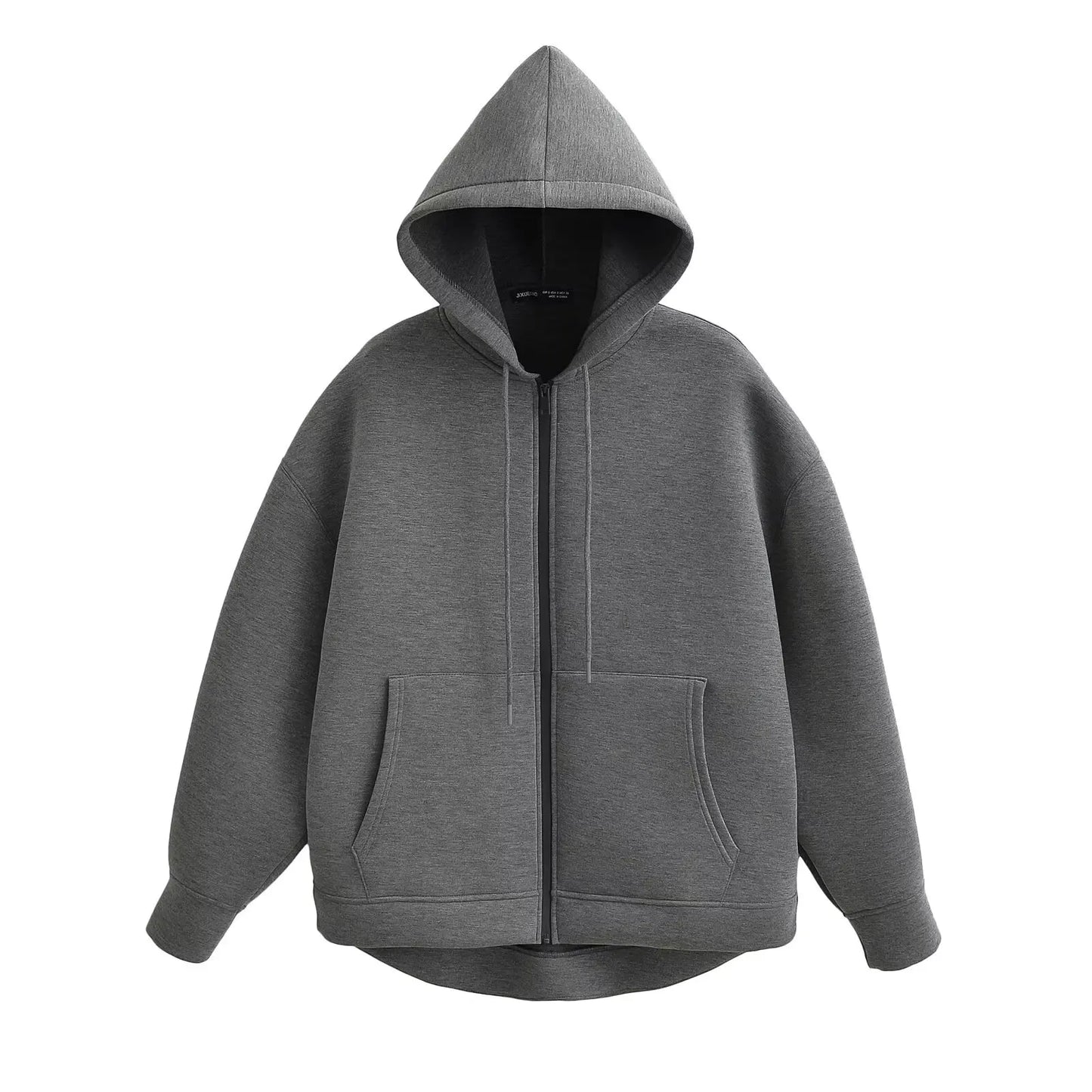 Holly Ladies Winter Jacket | Gray Long Zipper with Hood, Comfortable and Stylish