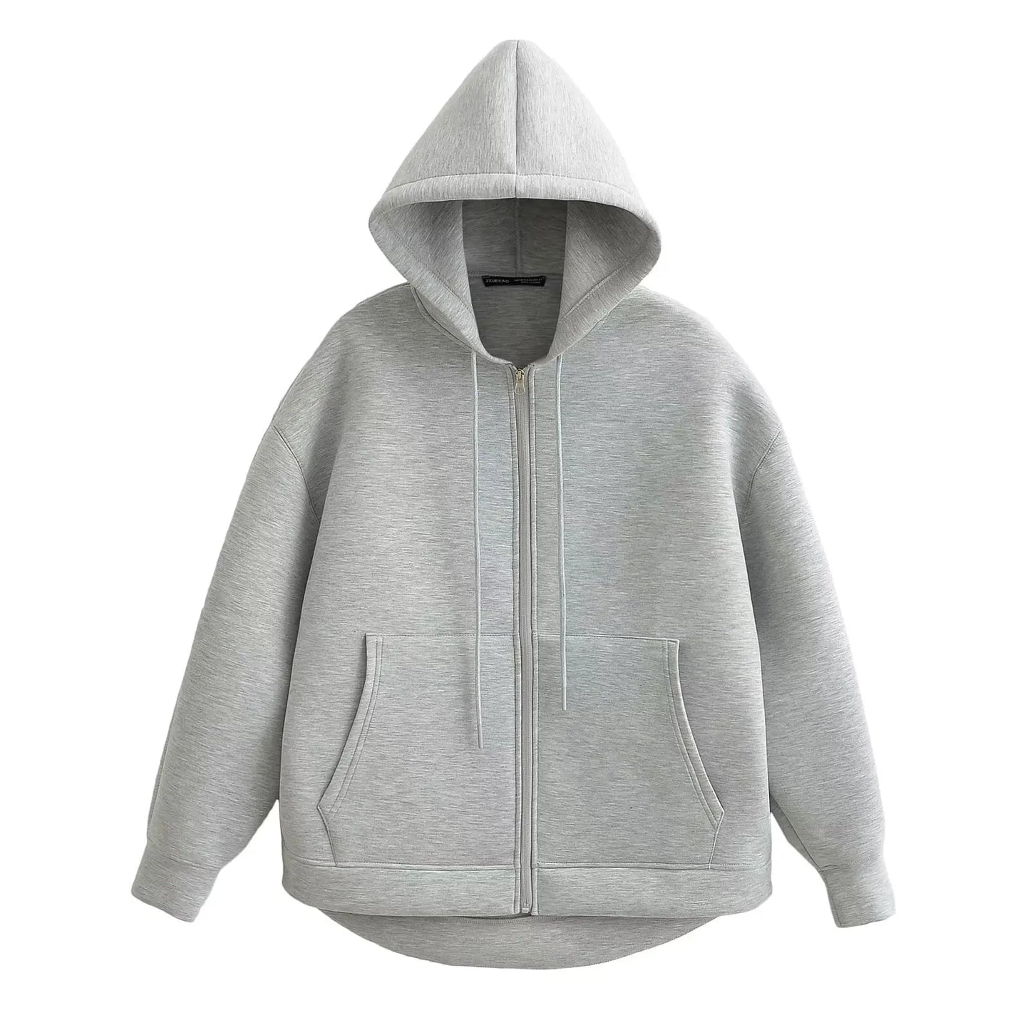 Holly Ladies Winter Jacket | Gray Long Zipper with Hood, Comfortable and Stylish