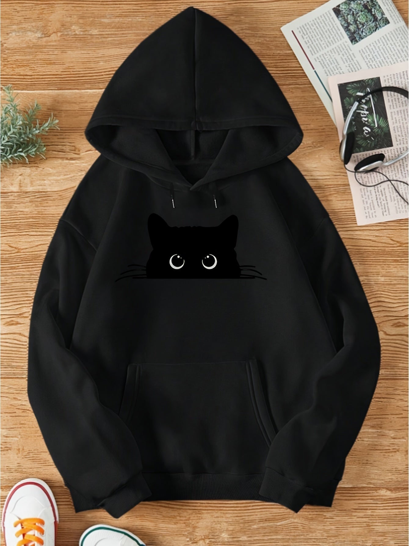 Holly Women's Pullover Hoodie | Cat Print, Cozy Style 0
