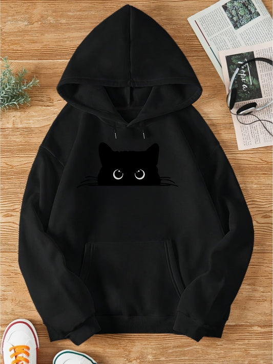 Holly Women's Pullover Hoodie | Cat Print, Cozy Style 0