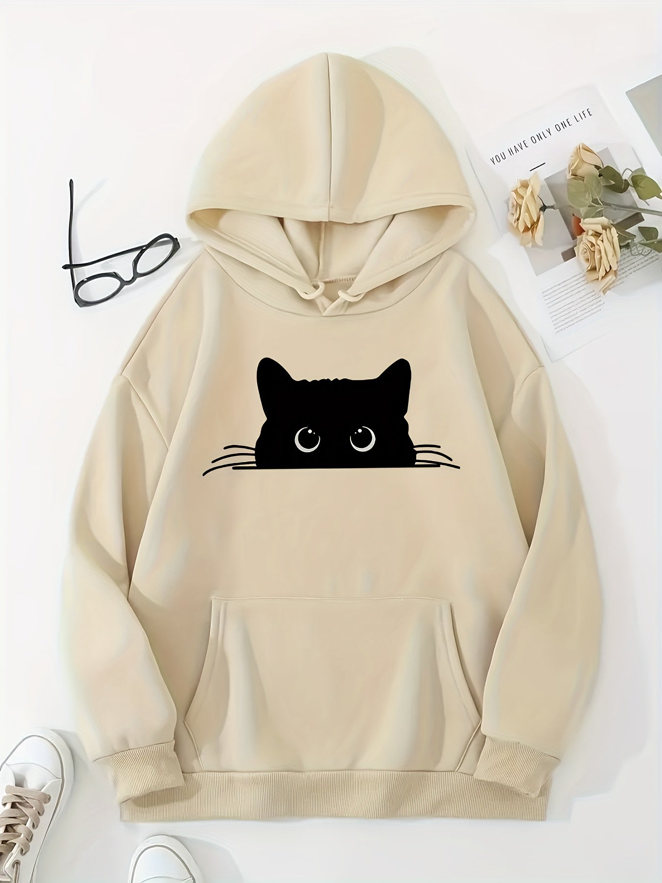 Holly Women's Pullover Hoodie | Cat Print, Cozy Style 9