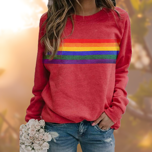 Holly Women's Sweatshirt | Soft Fabric, Vintage Rainbow Stripes 0