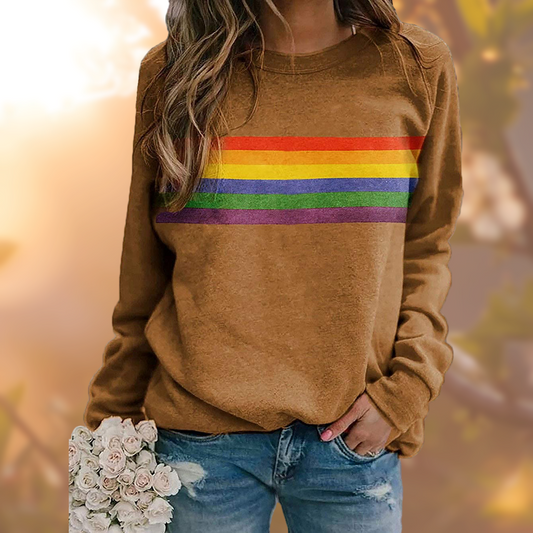 Holly Women's Sweatshirt | Soft Fabric, Vintage Rainbow Stripes 1