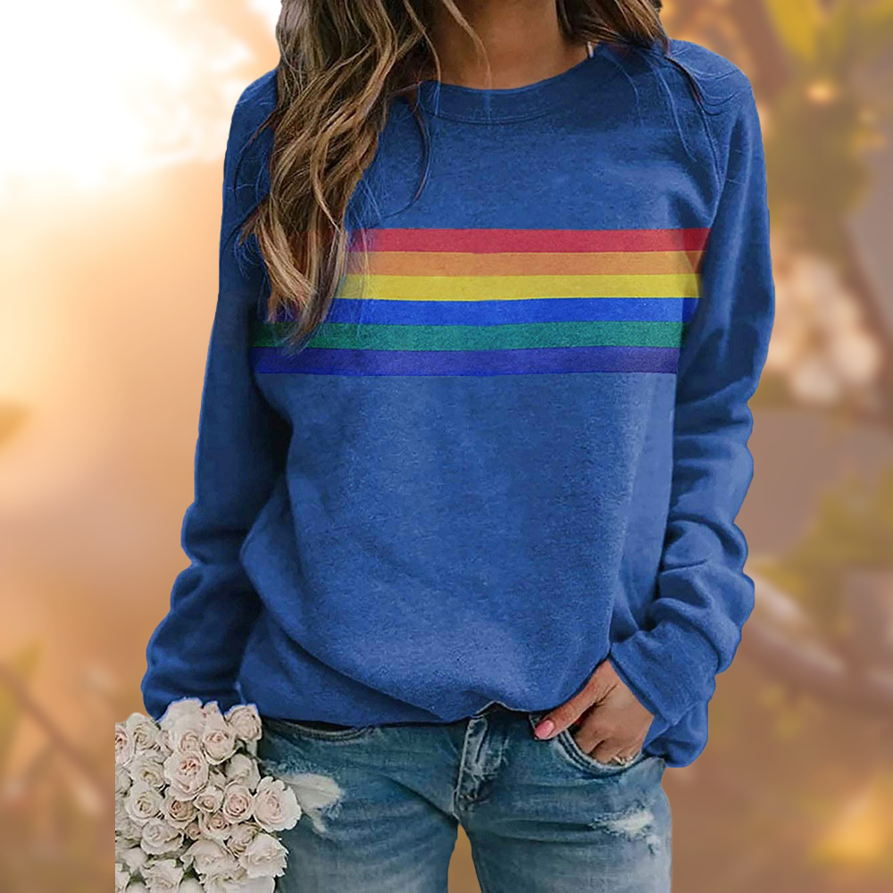 Holly Women's Sweatshirt | Soft Fabric, Vintage Rainbow Stripes 2
