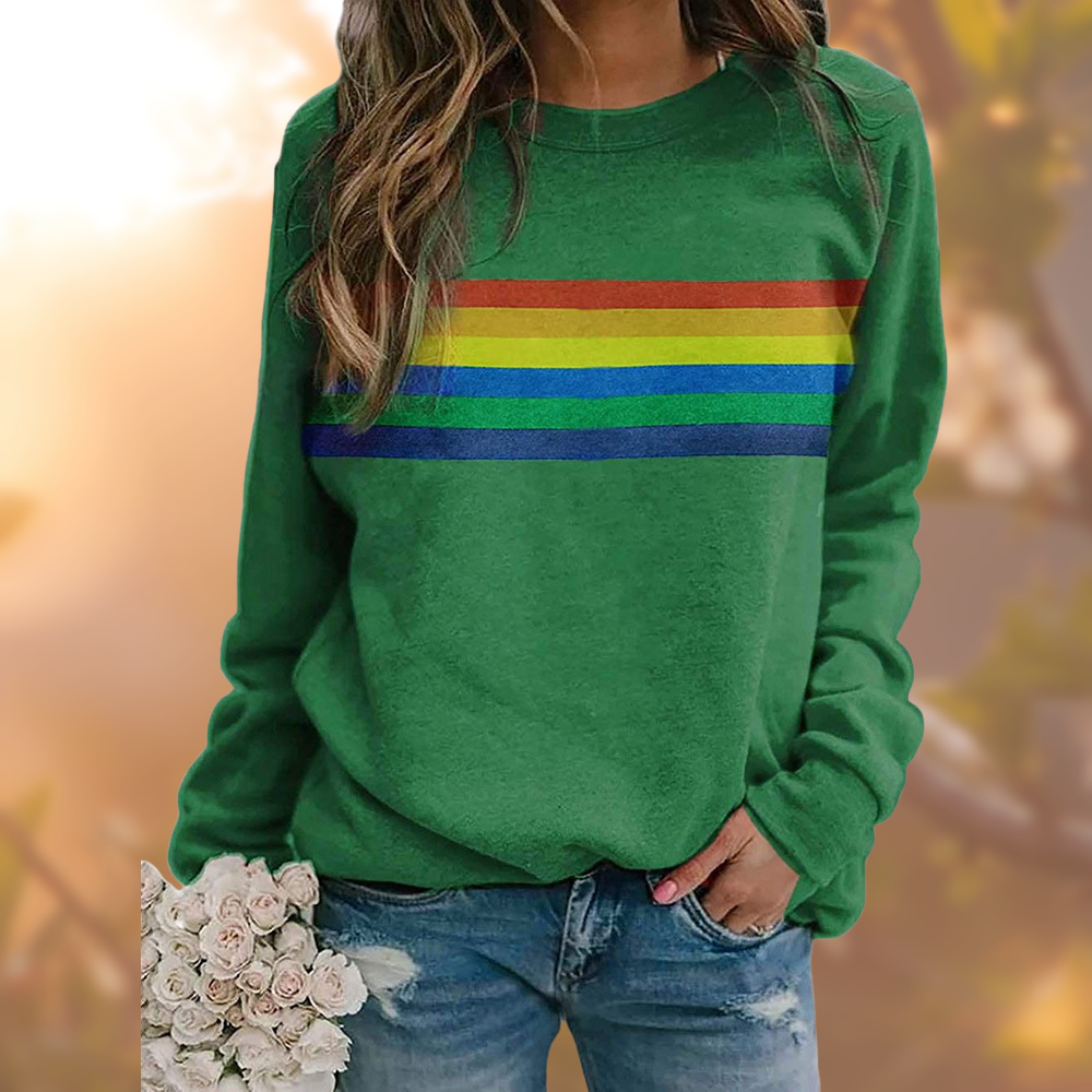 Holly Women's Sweatshirt | Soft Fabric, Vintage Rainbow Stripes 3