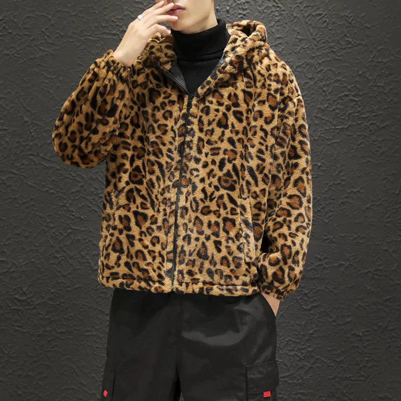 Hugo Men's Hooded Jacket | Stylish Leopard Print 1