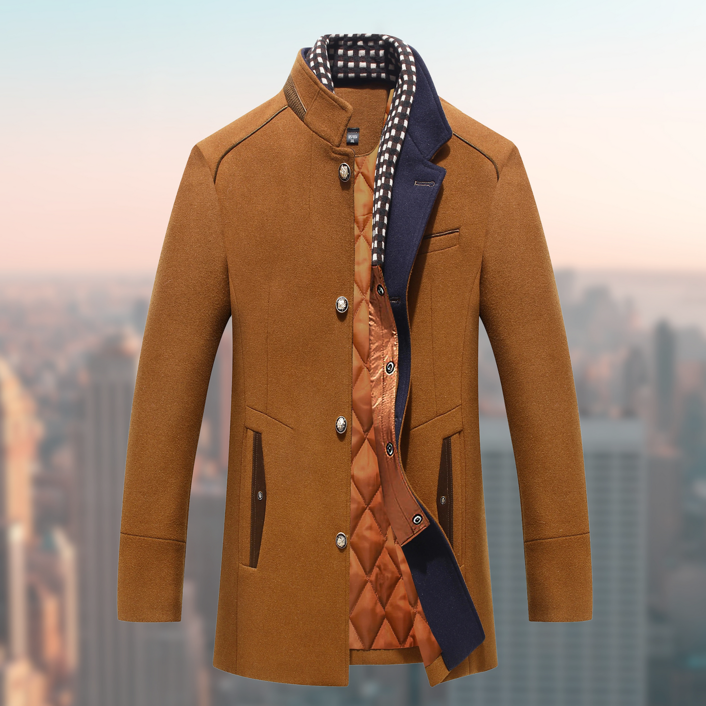 Hugo Men's Long Wool Coat | Windproof, Timeless Style 0